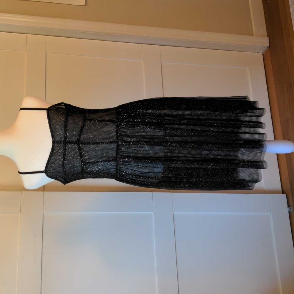 Sheer Black Dress w Gold Detail Size M